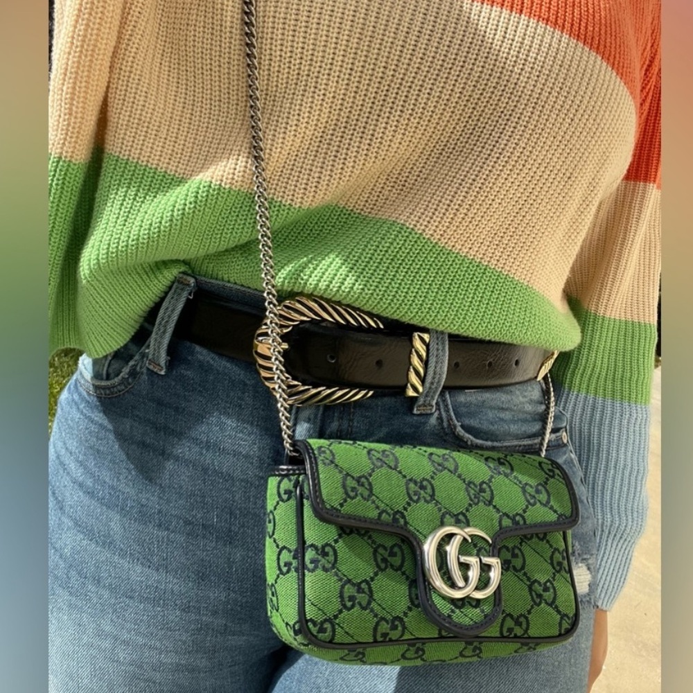 GUCCI GG super mini marmont multicolor canvas shoulder bag